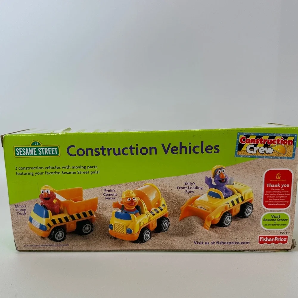 VTG NWT Sesame Street Construction Vehicles 3pc‎ Set Dump Cement Diecast